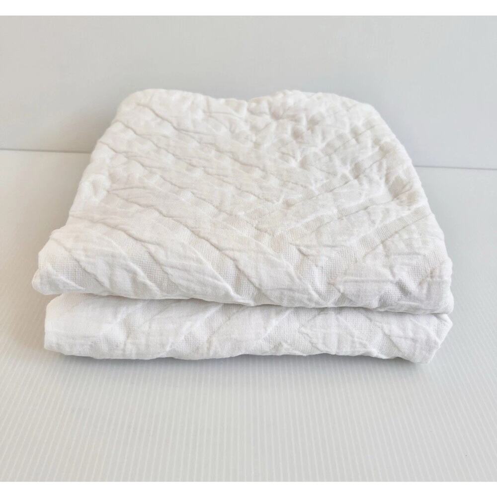 TWO West Elm Parquet Standard Shams Crisp White Decor Sham Geometric Classic